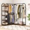 Industrial L Shaped Corner Closet Organizer with Shelves and Garment Rods for Bedroom Storage